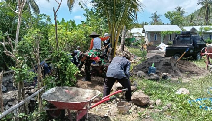 Sinergi TNI dan Desa Batu Putih Cegah Banjir Lewat Drainase Baru